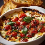 Three-Cheese Tomato Bruschetta Dip served with crispy bread