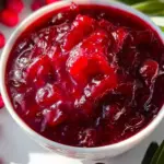 Traditional Ocean Spray cranberry sauce in a bowl ready for serving