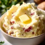 Creamy garlic mashed potatoes served in a bowl