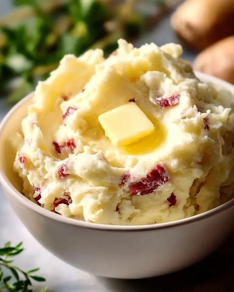 Creamy garlic mashed potatoes served in a bowl
