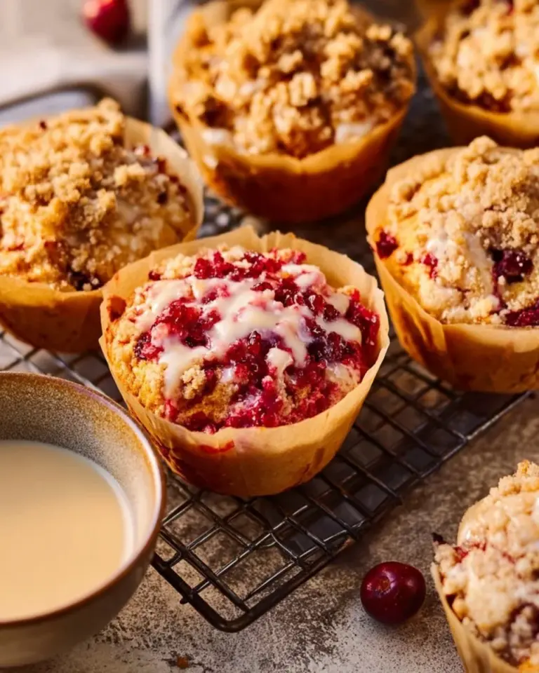 Vegan Cranberry Orange Muffins with a golden brown crust and fresh cranberries