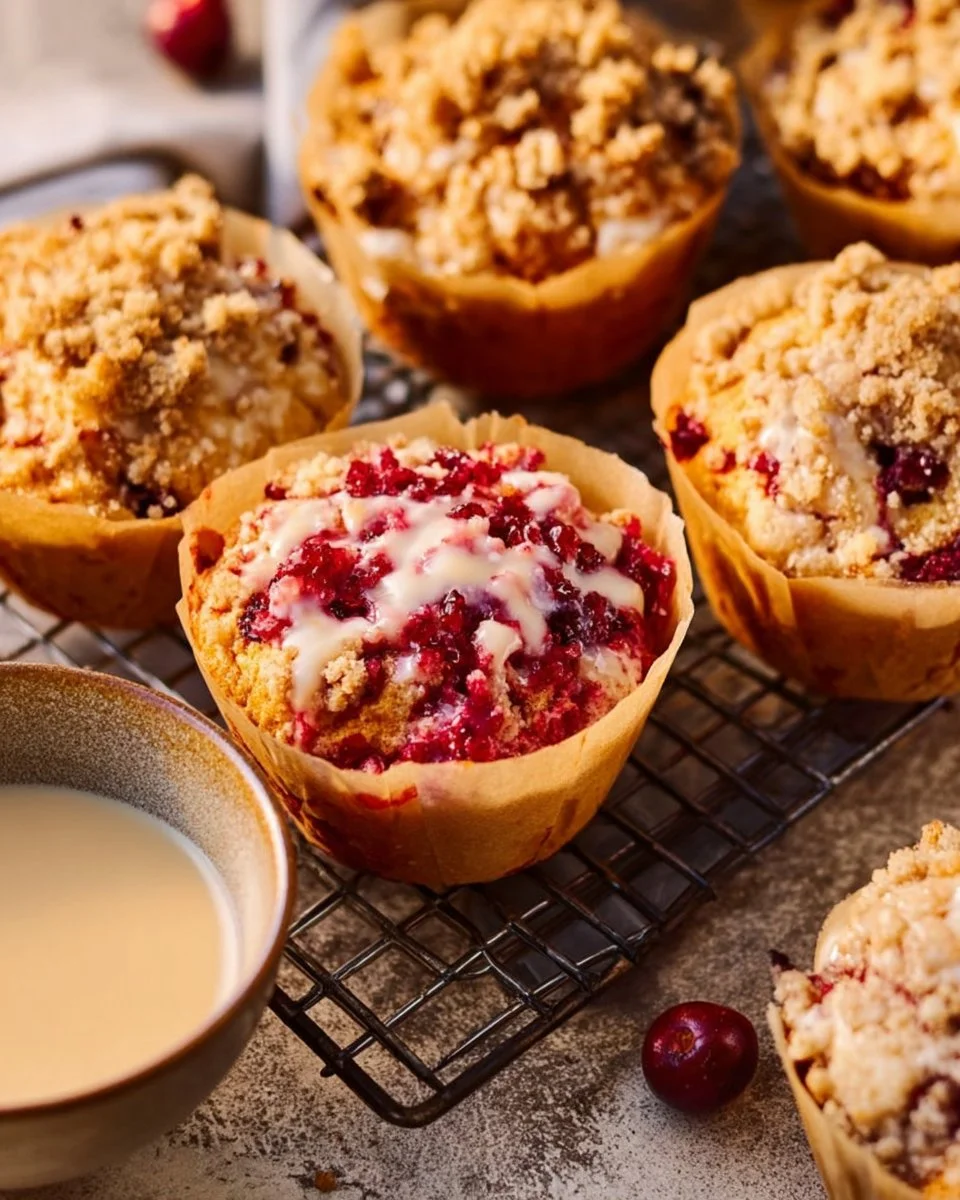 Vegan Cranberry Orange Muffins with a golden brown crust and fresh cranberries