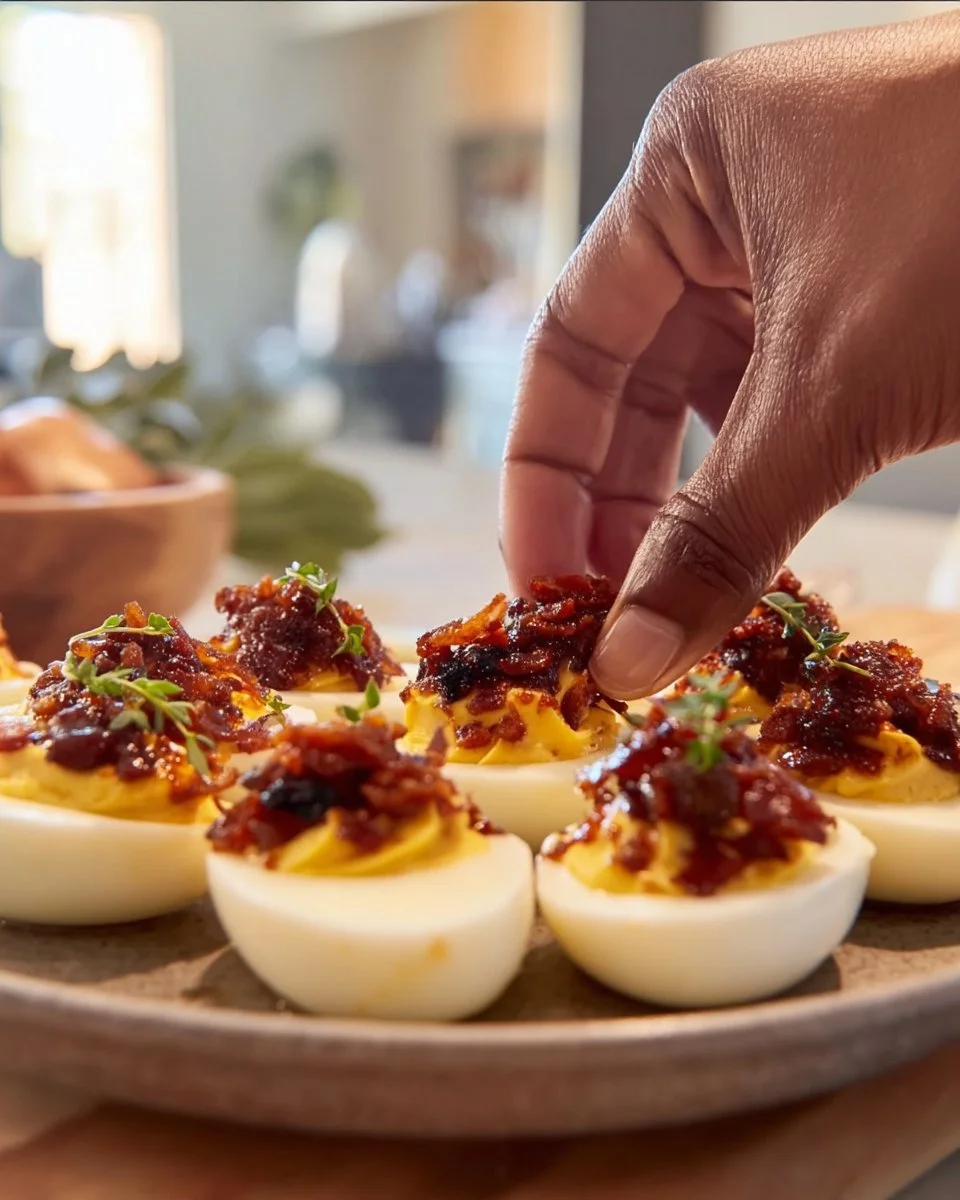 Delicious Bacon Jam Deviled Eggs for summer cookouts in 2024