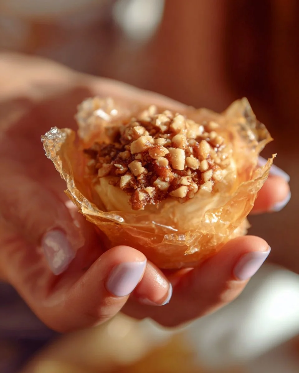 Delicious baklava cheesecake bites with nuts and honey drizzle