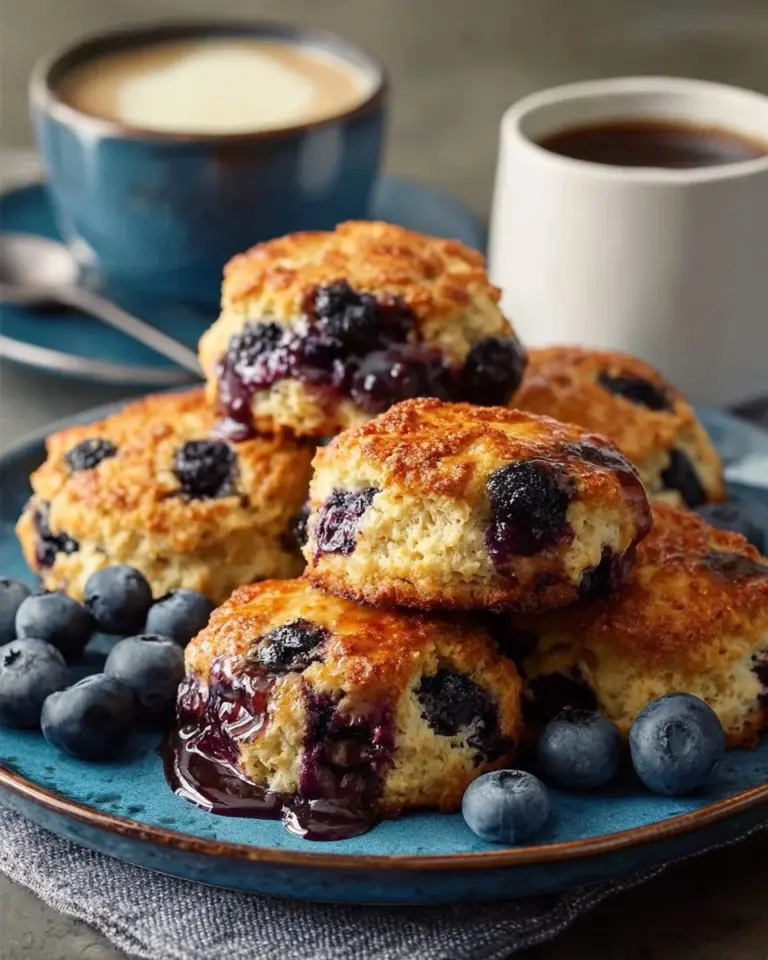 Freshly baked blueberry biscuits on a plate
