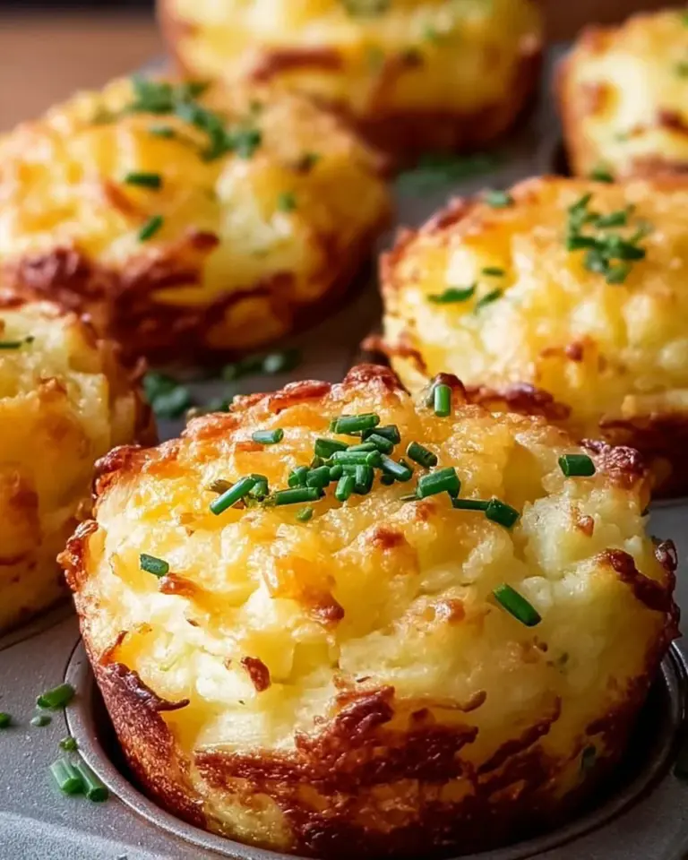 Cheesy mashed potato puffs served on a plate, garnished with green herbs