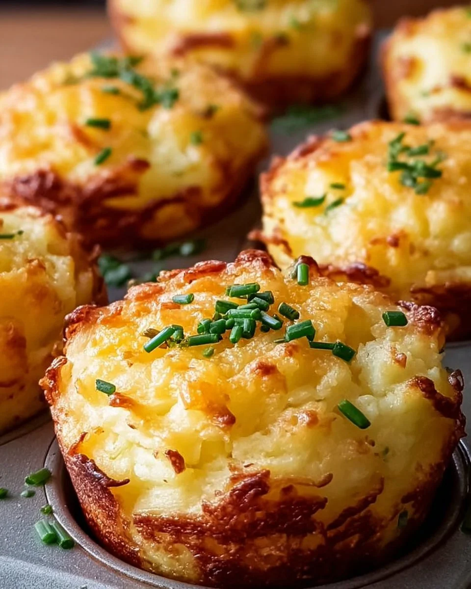 Cheesy mashed potato puffs served on a plate, garnished with green herbs