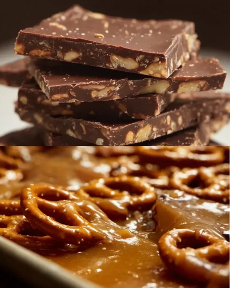 Delicious Chocolate Caramel Pretzel Bars topped with rich chocolate and caramel