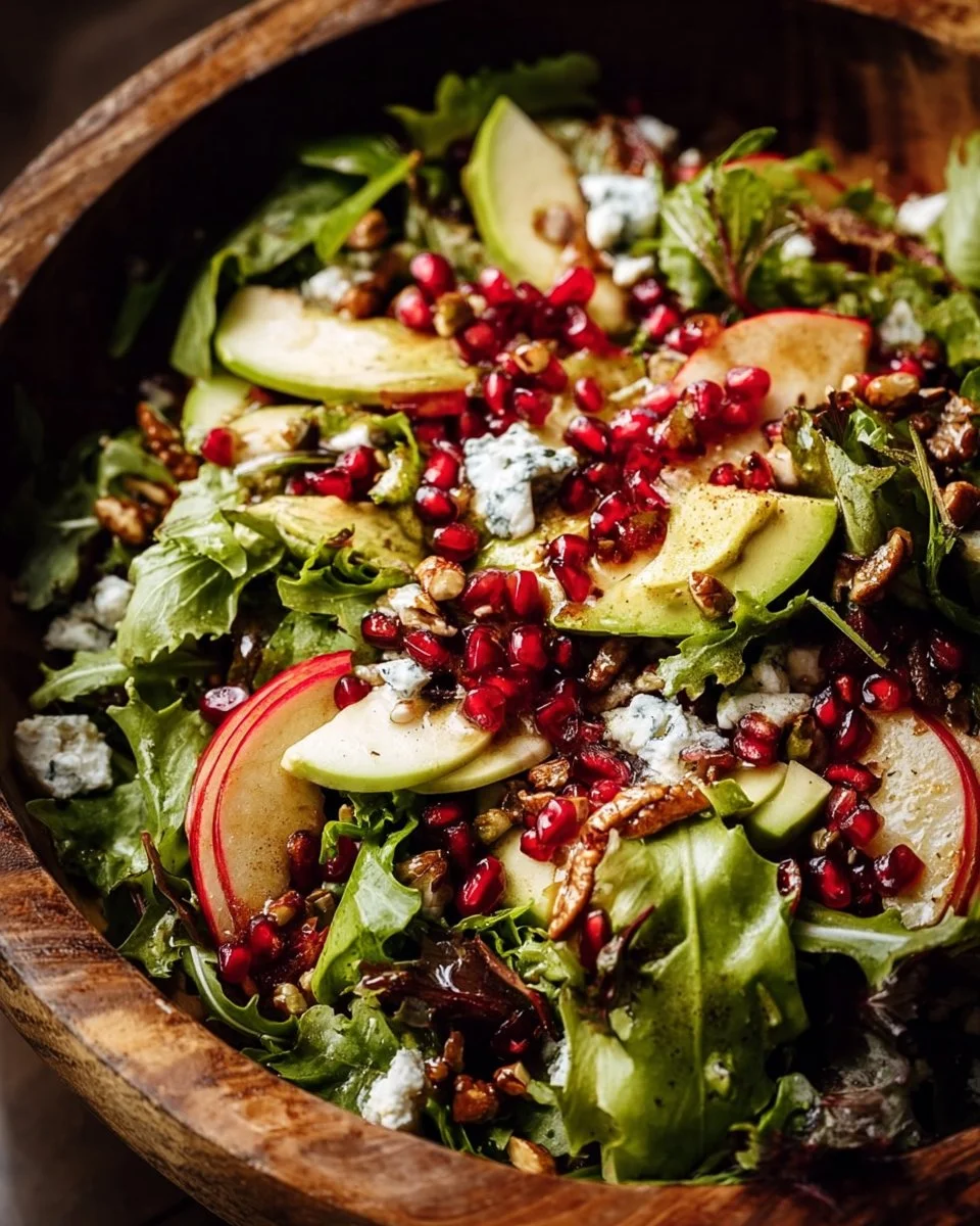 Festive Christmas Salad topped with Honey Mustard Dressing