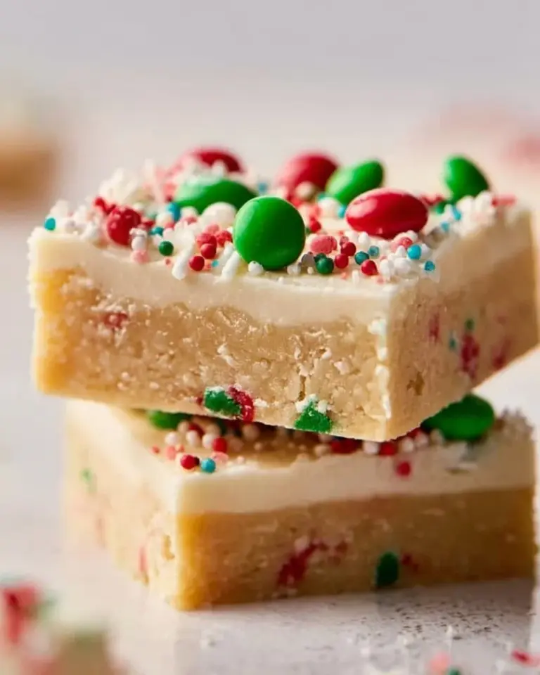 Delicious Christmas sugar cookie bars with festive decorations
