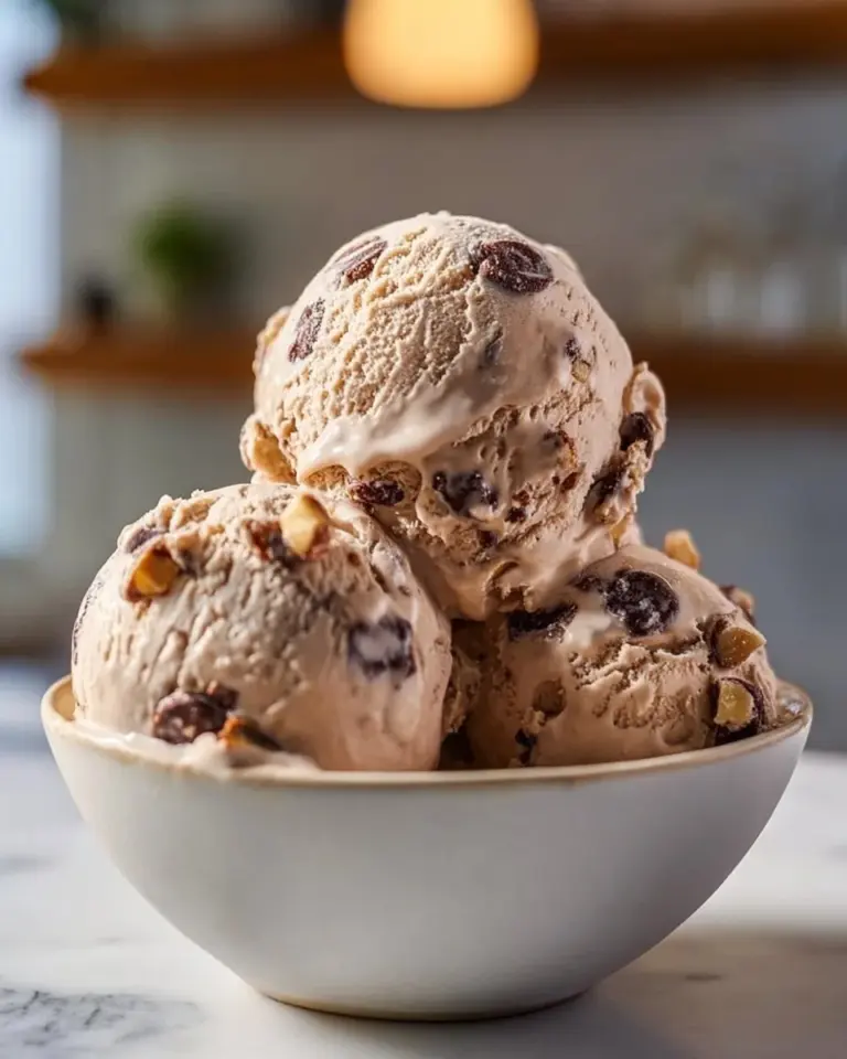 Delicious Chunky Monkey ice cream with banana, fudge, and walnuts
