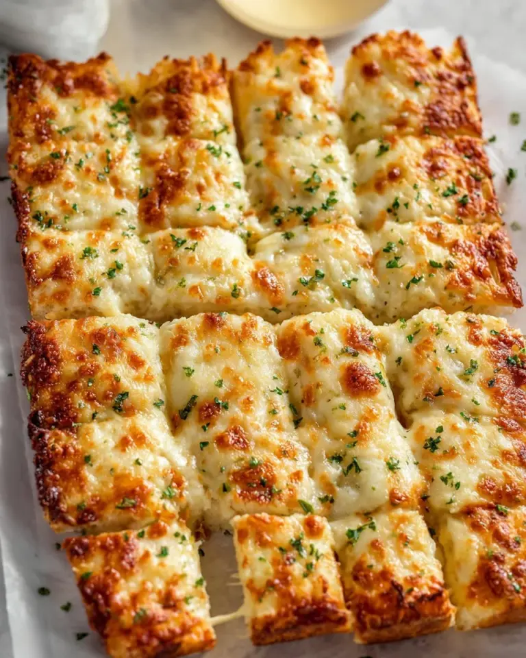 Homemade cottage cheese breadsticks on a wooden board with dipping sauce