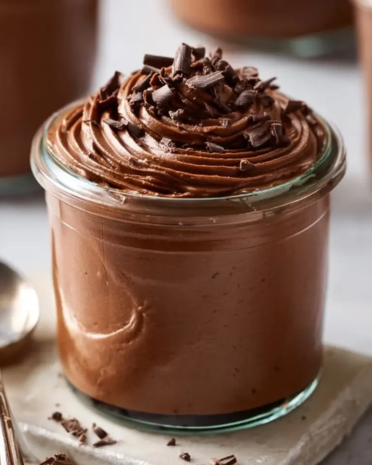 Delicious cottage cheese chocolate mousse served in a dessert bowl