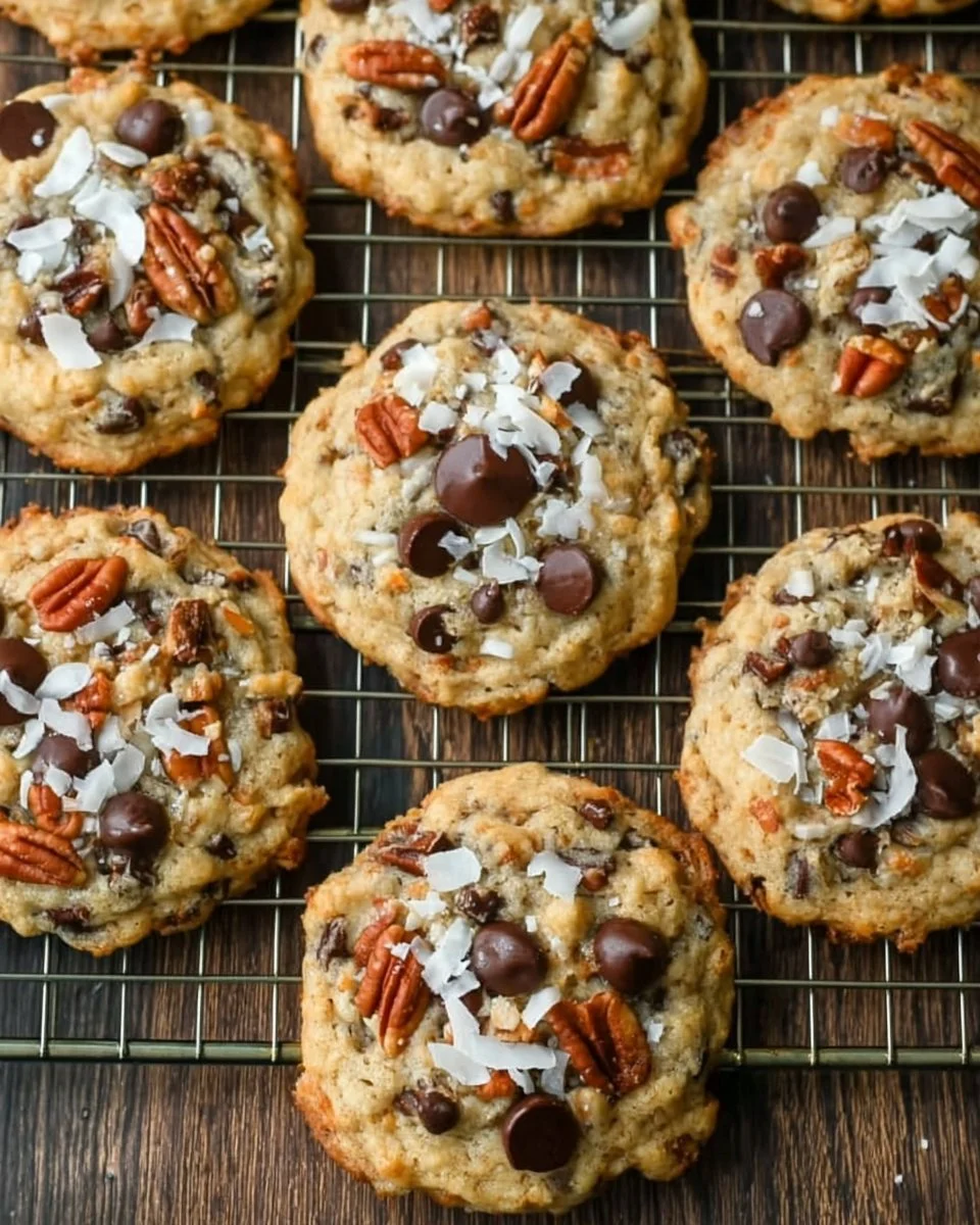 Deliciously baked Cowboy Cookies with chocolate chips and walnuts