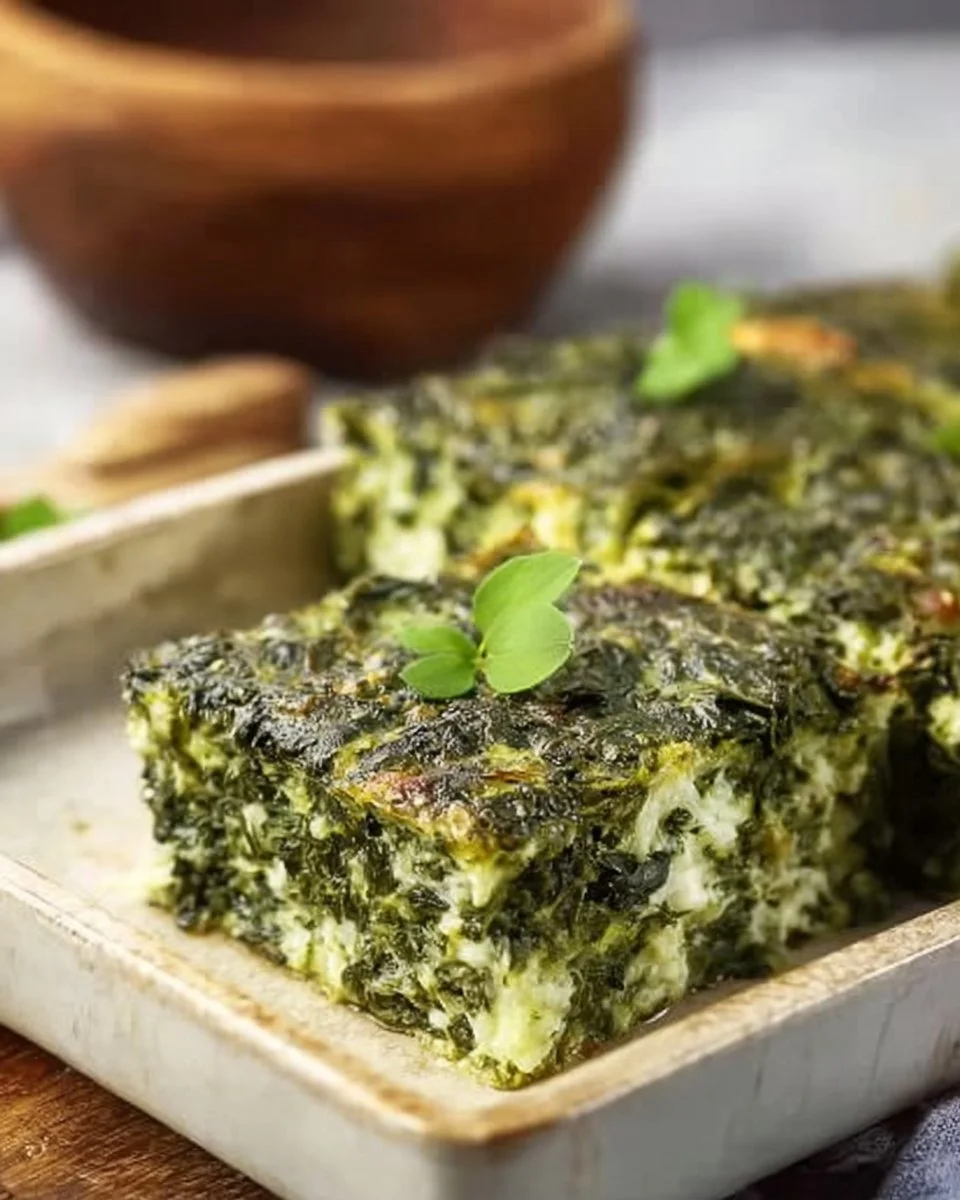 Creamy cheesy spinach casserole topped with feta cheese and baked to perfection.
