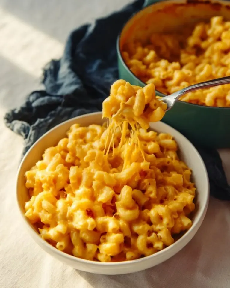 Creamy macaroni and cheese dish featuring roasted acorn squash