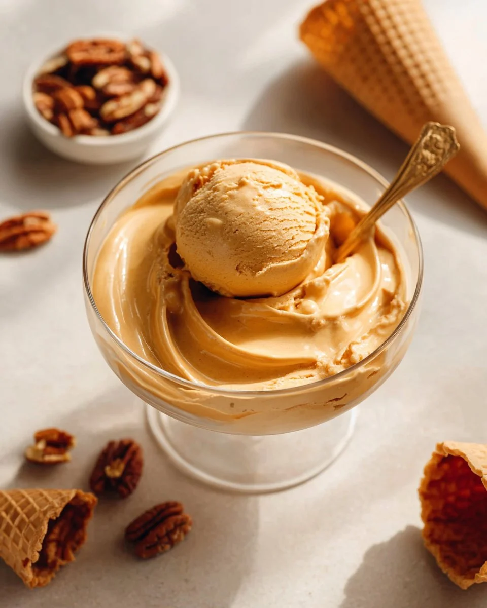 Bowl of Dairy Free Ninja Creami Pumpkin Ice Cream topped with spices