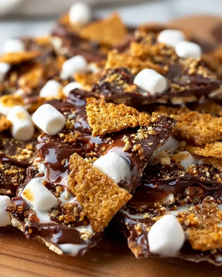 Delicious homemade S'mores Candy Bark with chocolate, marshmallows, and graham crackers.