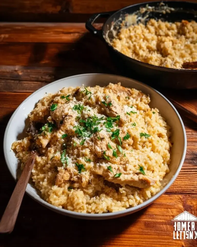Delicious Garlic Parmesan Chicken served over a bed of fluffy rice