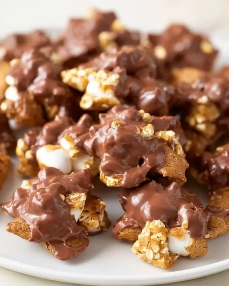 Delicious homemade s'mores clusters made with chocolate, marshmallows, and graham crackers.