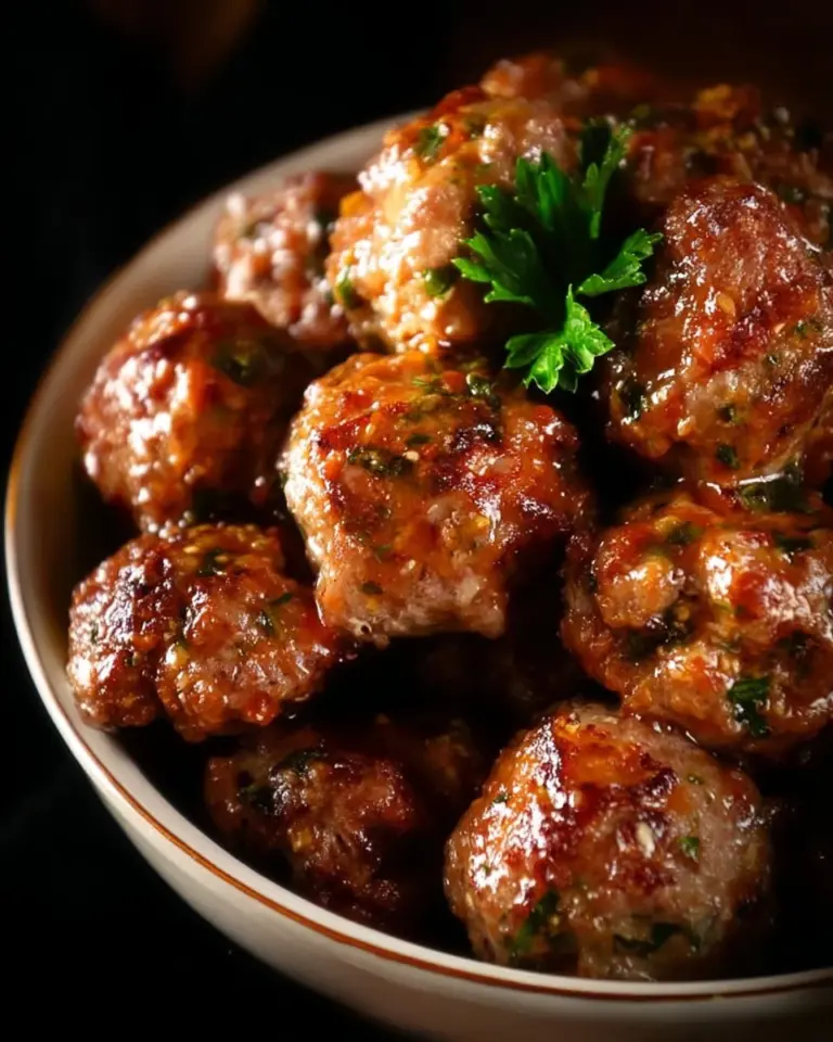 Irish stew meatballs served in a bowl with vegetables and herbs