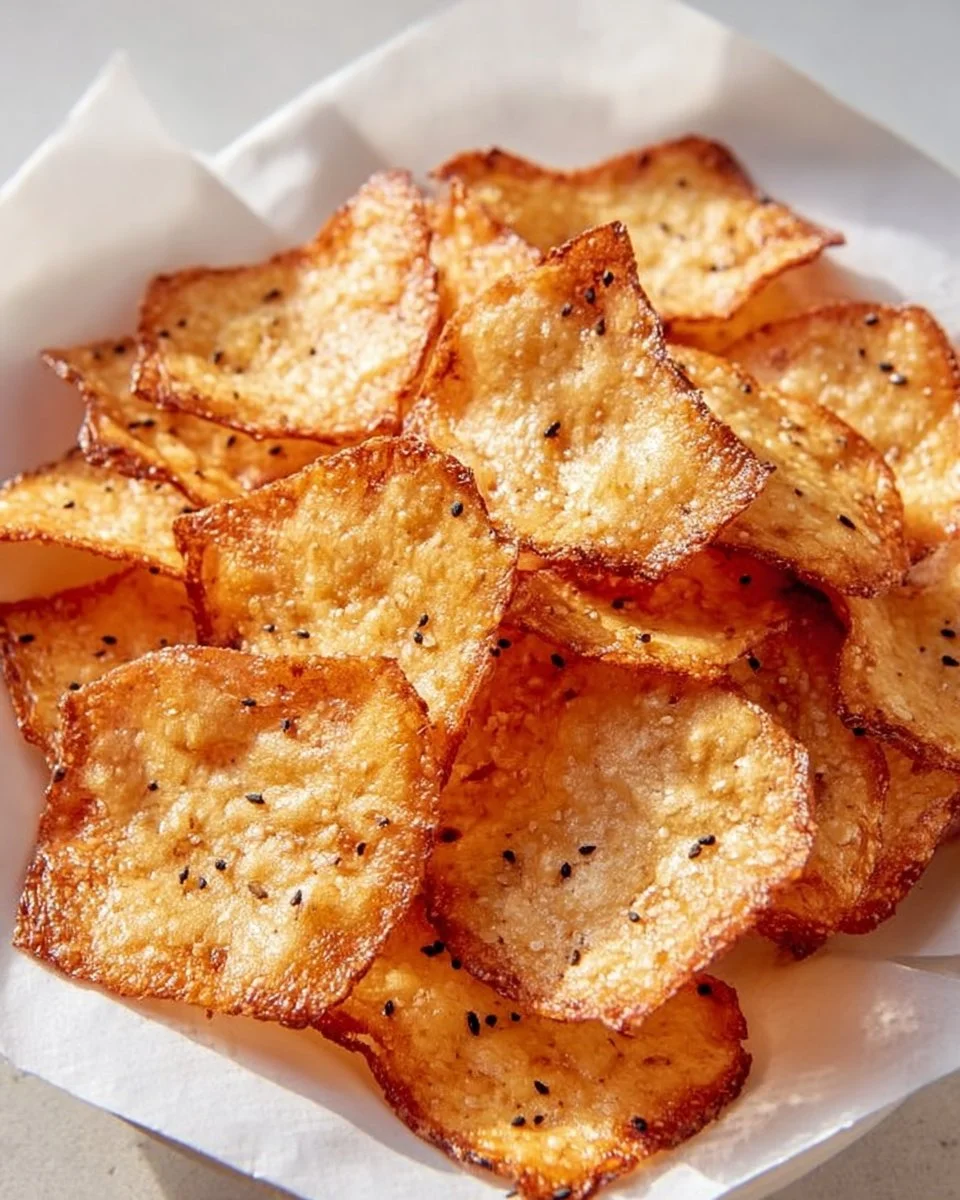 Bowl of crispy Keto Cottage Cheese Chips on a wooden table