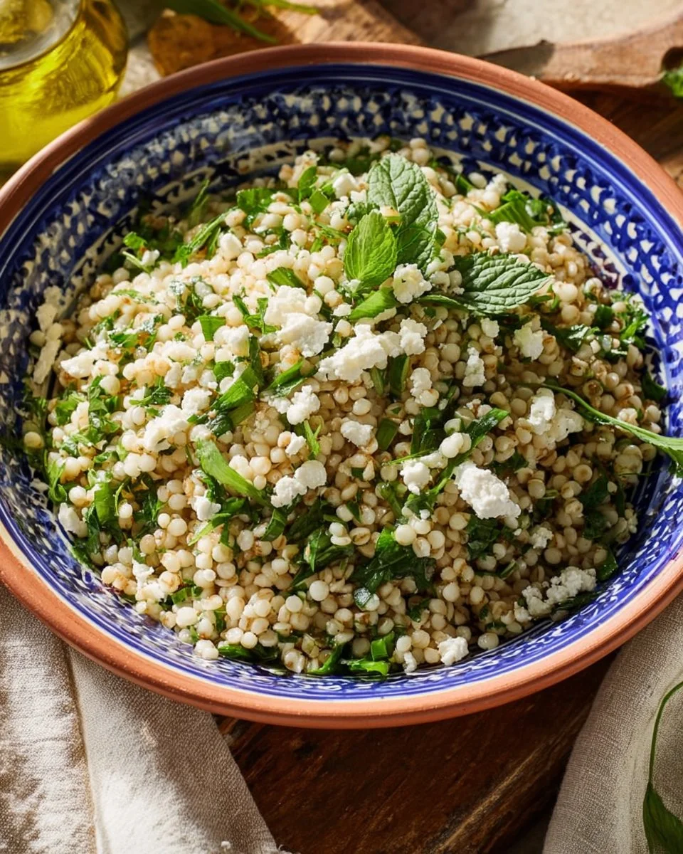 Lemon Arugula Couscous Salad with fresh ingredients and vibrant colors