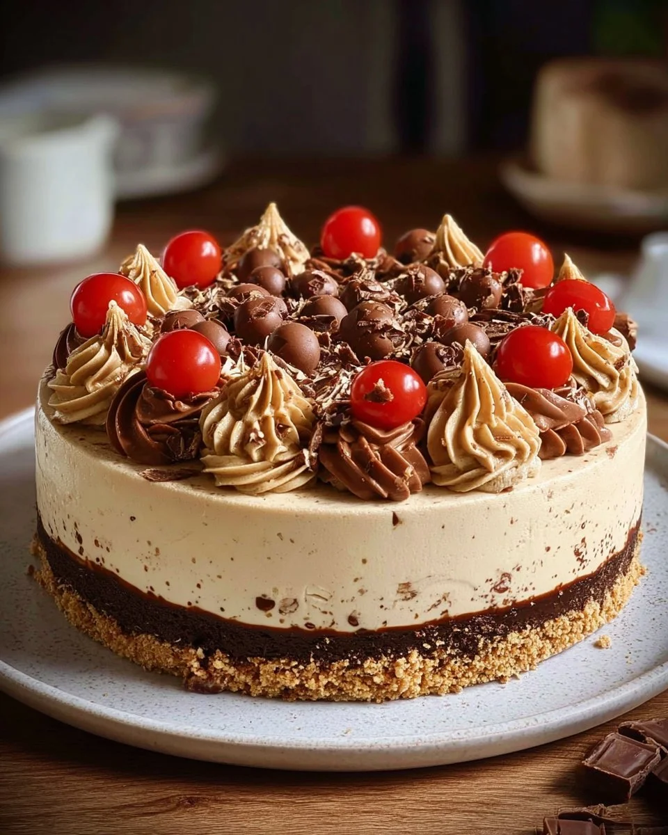 Delicious homemade Malteser Cheesecake topped with Maltesers