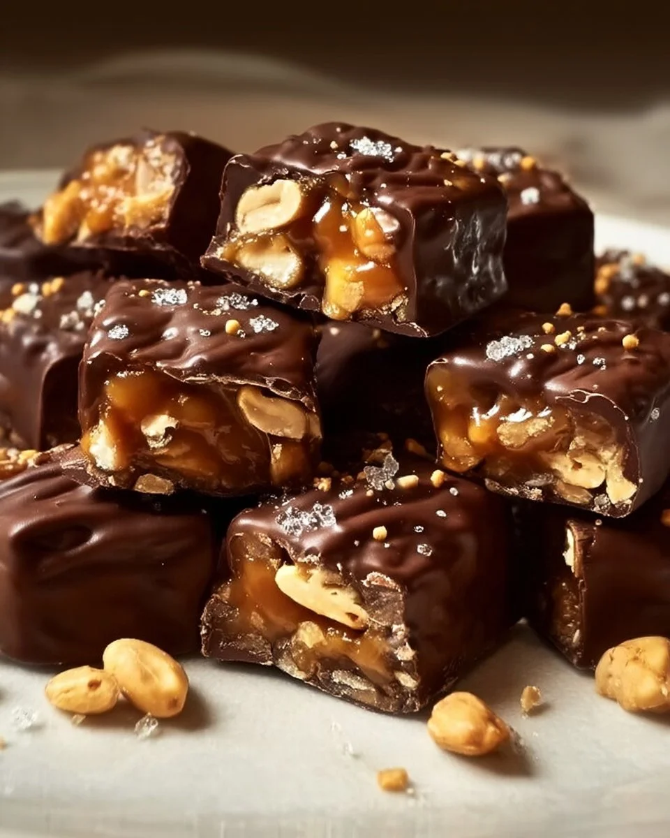 No-bake peanut butter pretzel clusters on a plate, drizzled with chocolate.