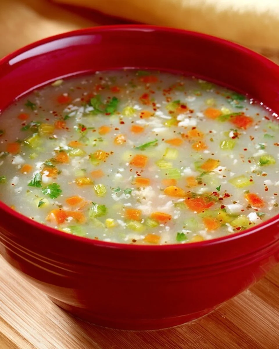 Bowl of creamy oatmeal soup topped with fresh herbs and spices.