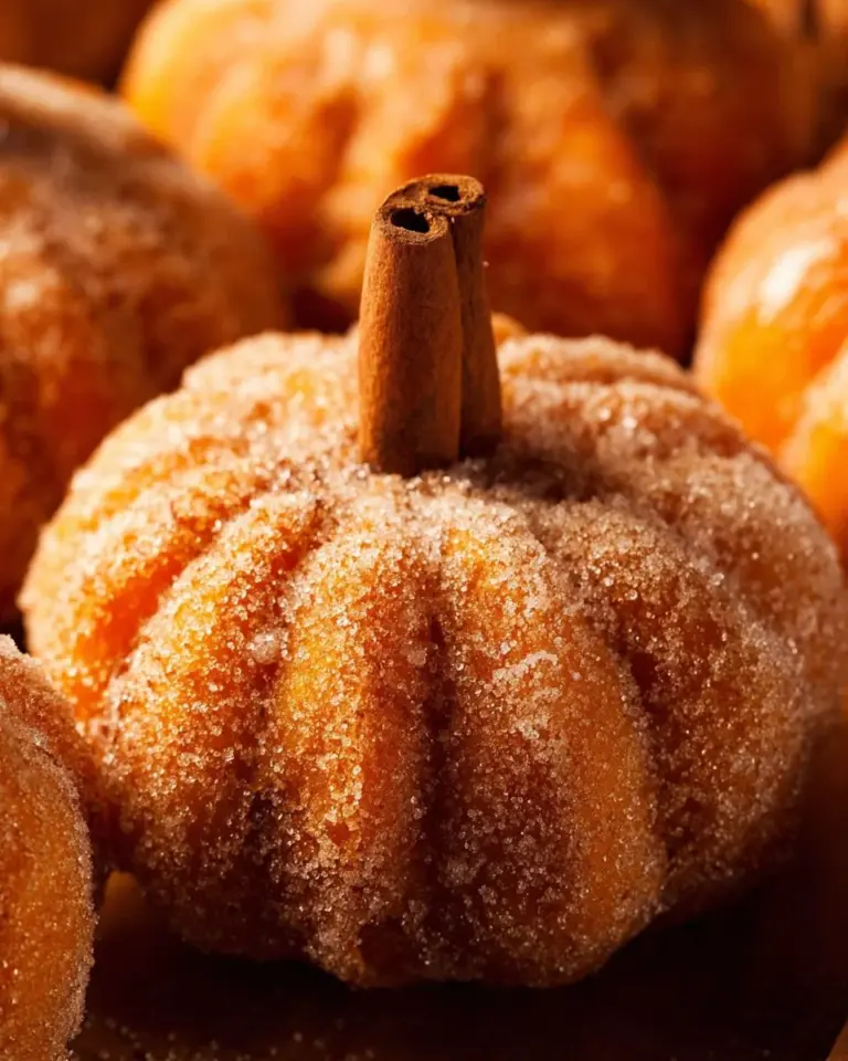 Freshly baked pumpkin donuts with spices and a dusting of sugar