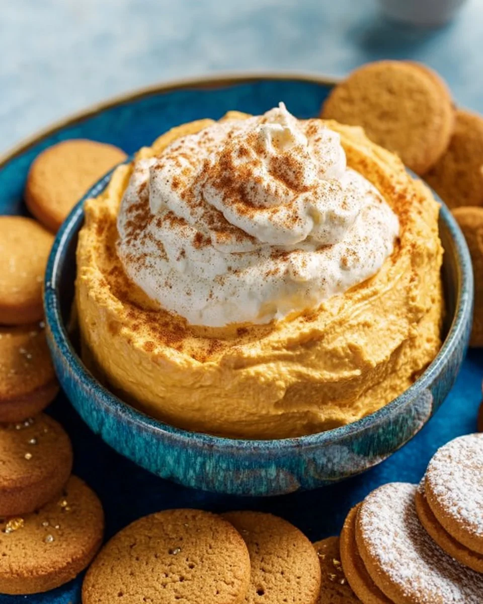 Delicious pumpkin fluff dessert in a bowl topped with whipped cream