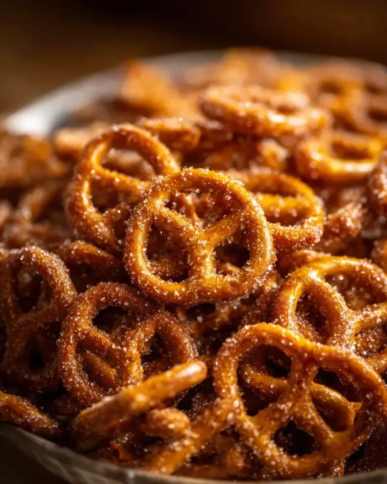 Delicious homemade Pumpkin Spice Pretzels with a sprinkle of cinnamon and sugar