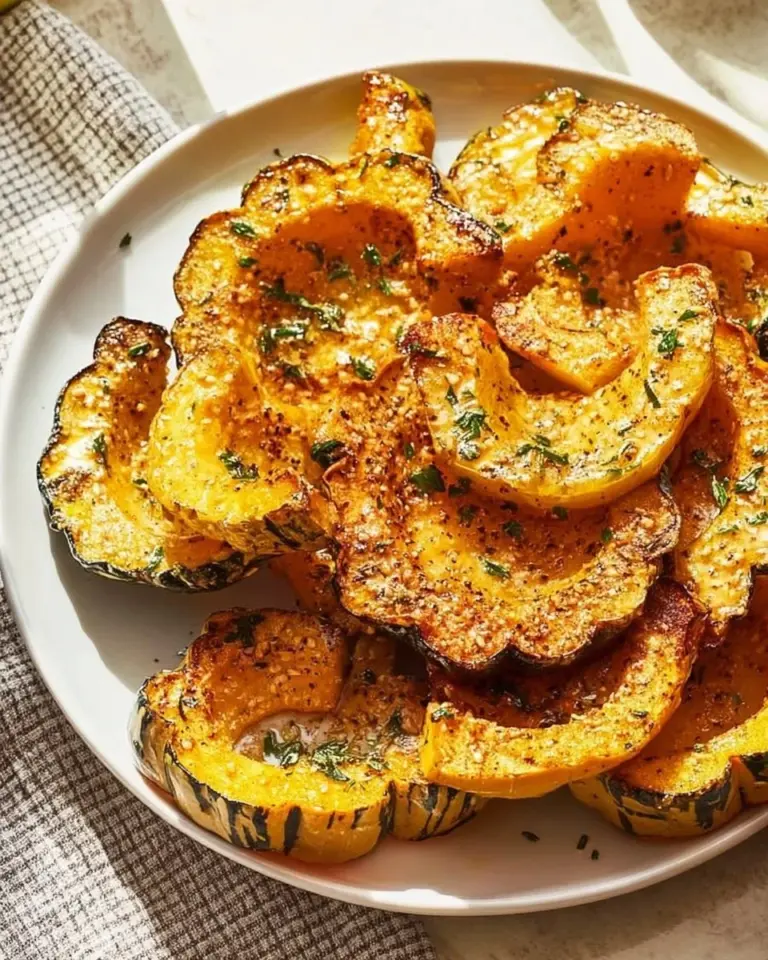 Roasted acorn squash with Parmesan herb seasoning on a serving plate