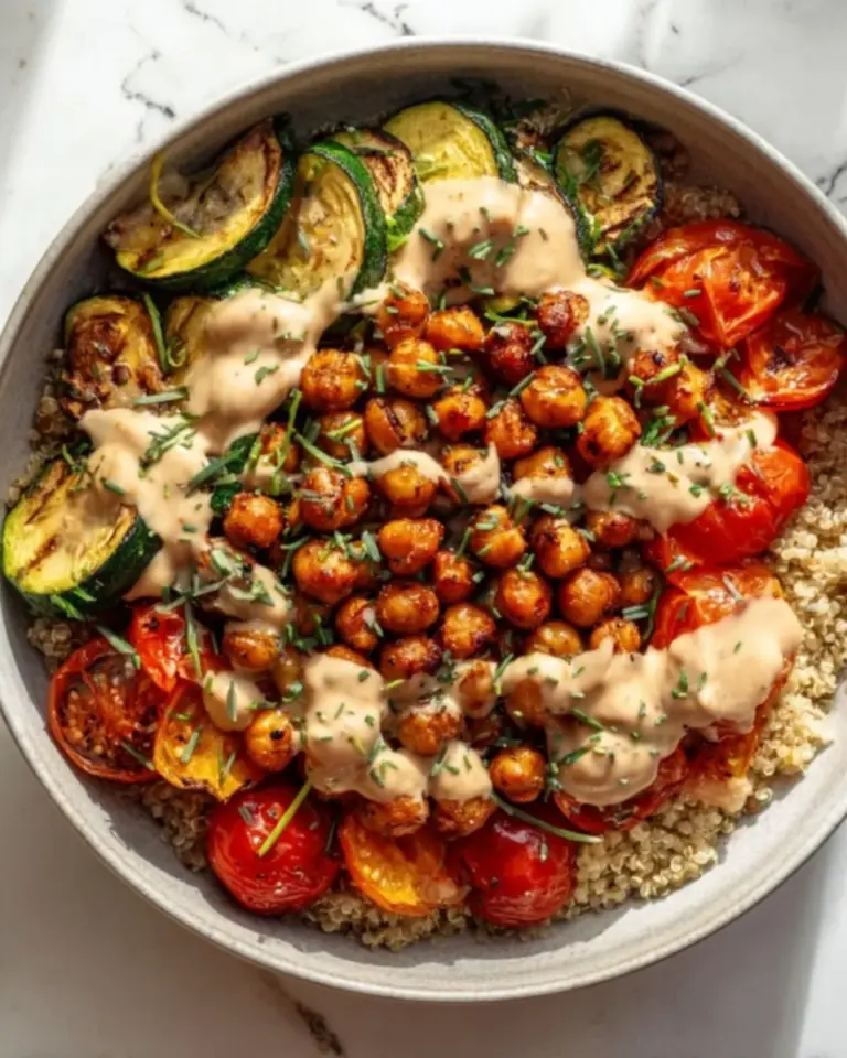 Delicious roasted chickpea and veggie bowl with vibrant ingredients