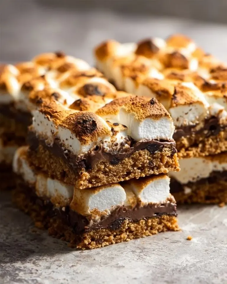 Delicious S'more Bars with graham crackers, chocolate, and marshmallows