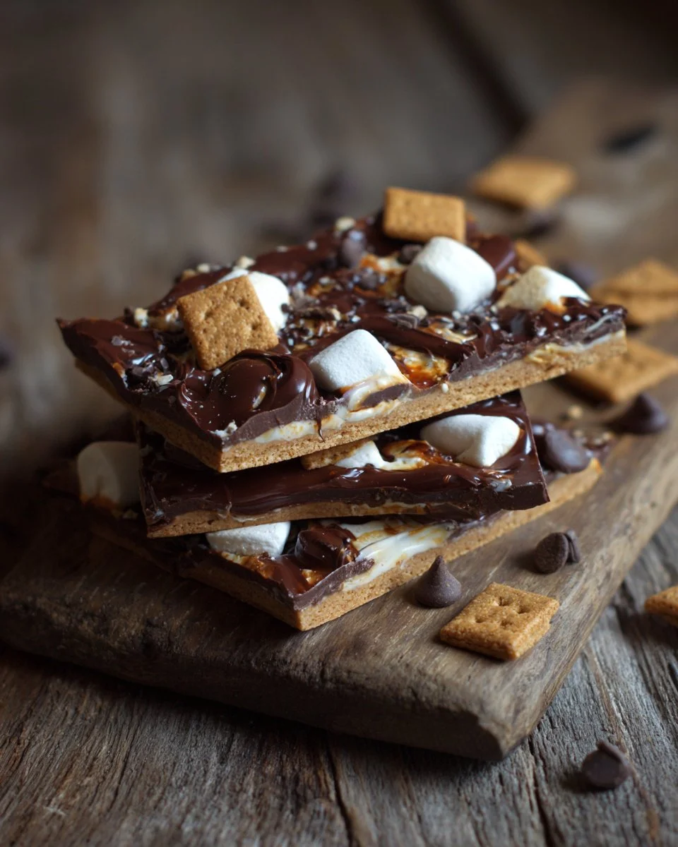 Delicious homemade S'mores Bark with chocolate, graham crackers, and marshmallows