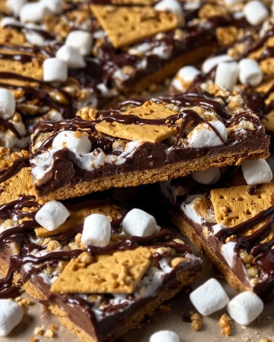 Delicious S’mores Bark made with Golden Grahams and chocolate
