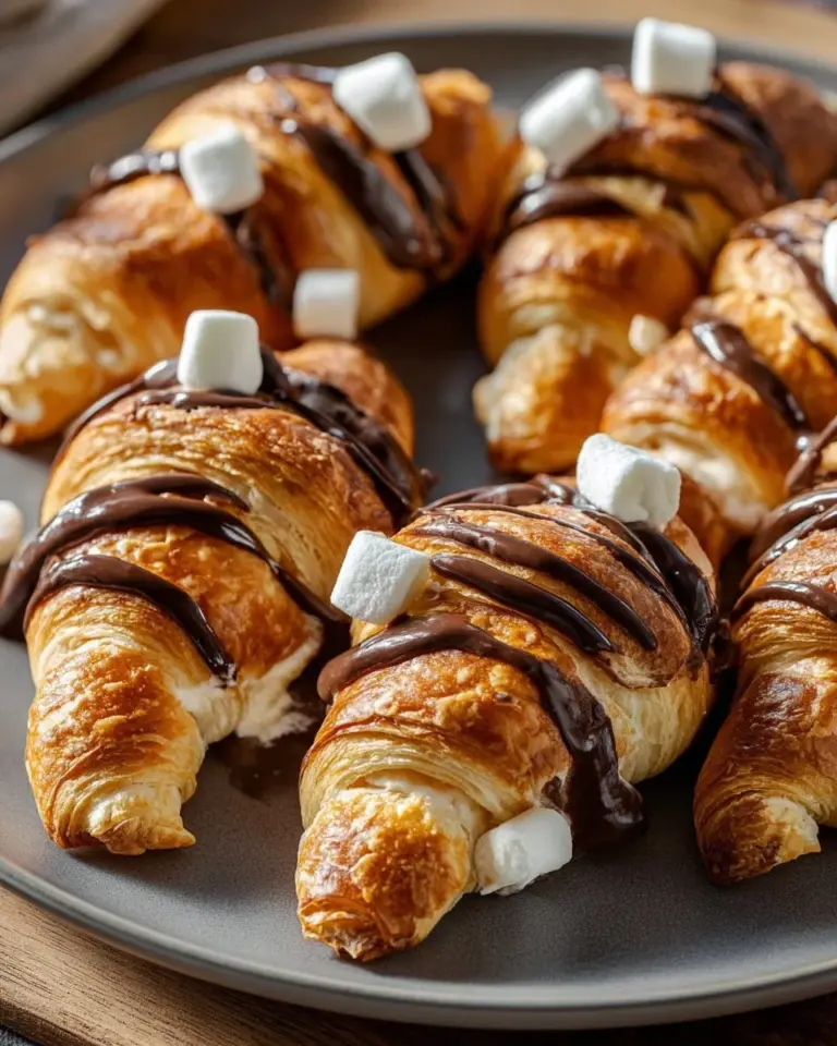 Delicious S'mores Crescent Rolls topped with chocolate and marshmallows