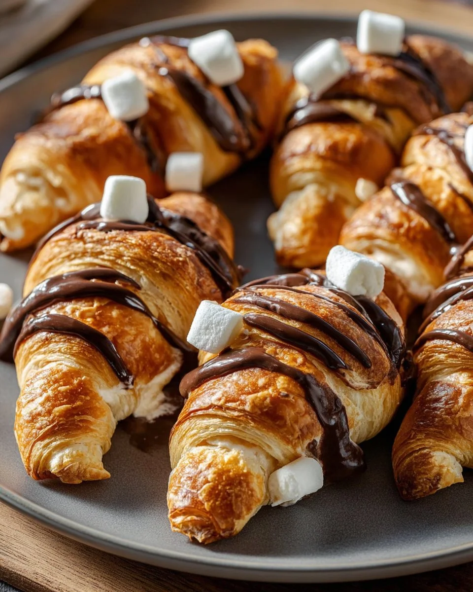 Delicious S'mores Crescent Rolls topped with chocolate and marshmallows