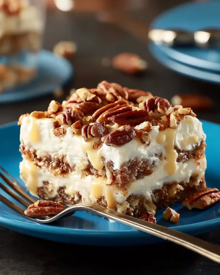 Delicious slice of Texas Tornado Cake with pecans and frosting.
