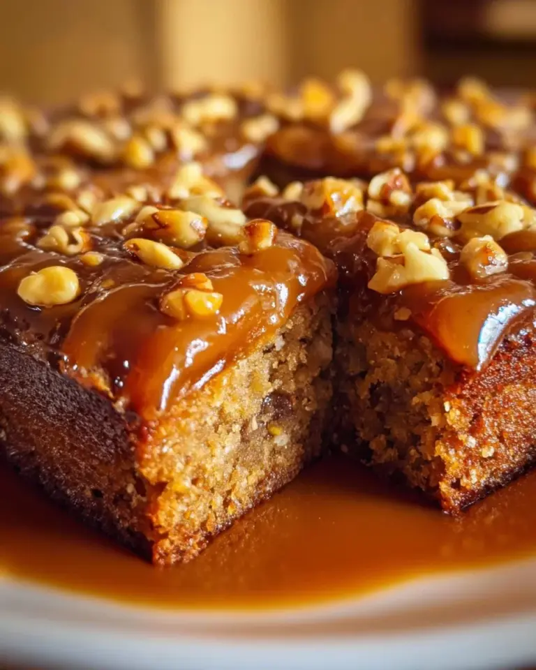 Delicious walnut cinnamon cake topped with walnuts and cinnamon dust