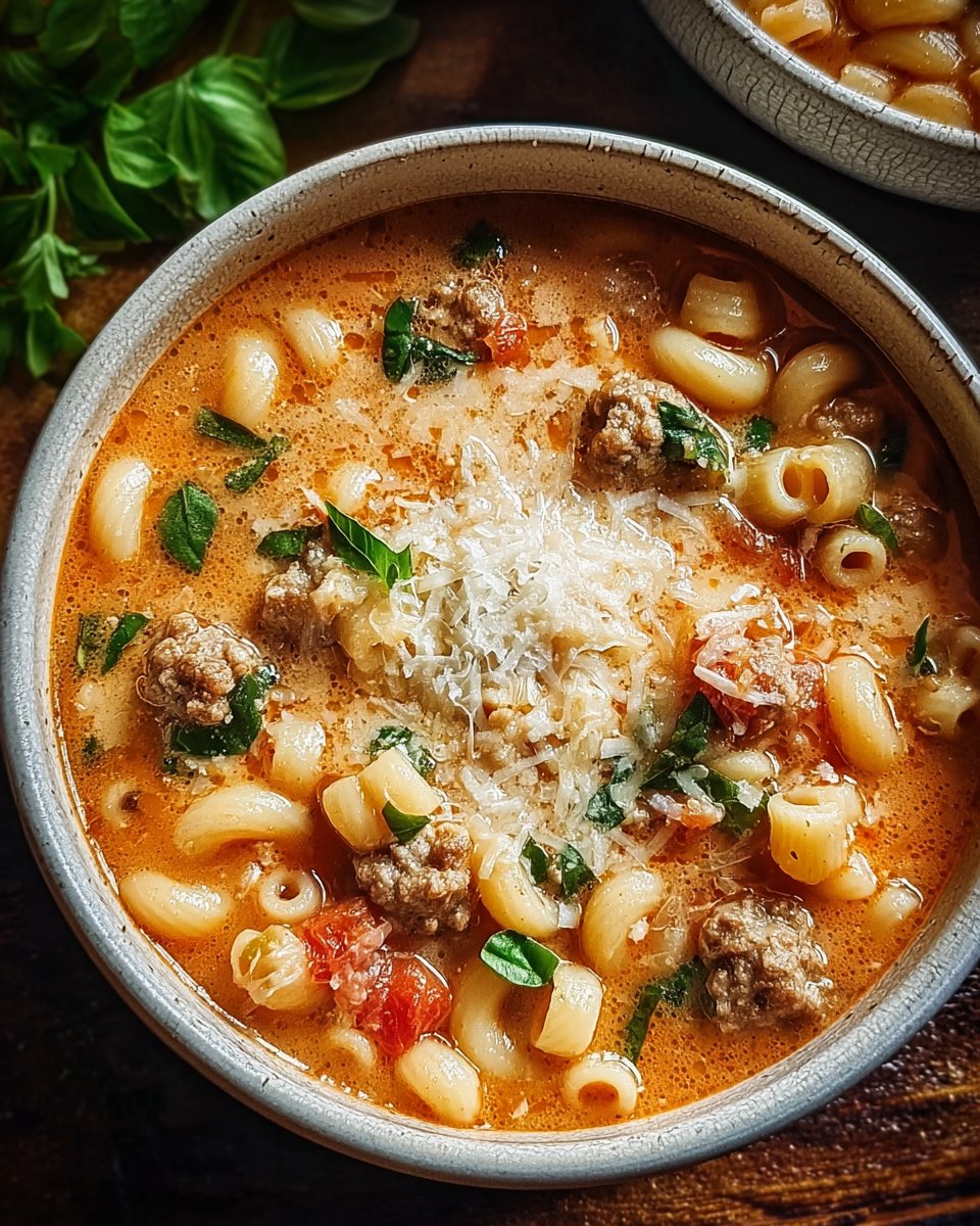Parmesan Italian Sausage Ditalini Soup