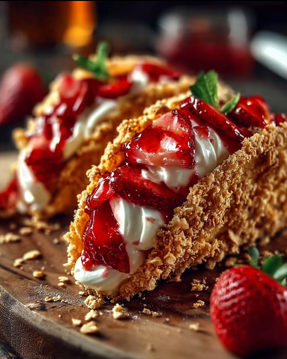 Strawberry Crunch Cheesecake Tacos