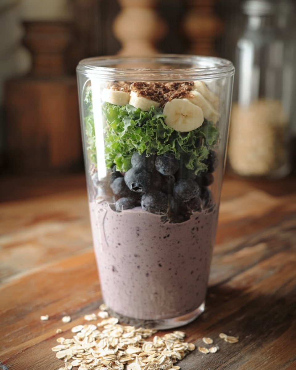 Kale, Oat, and Blueberry Smoothie