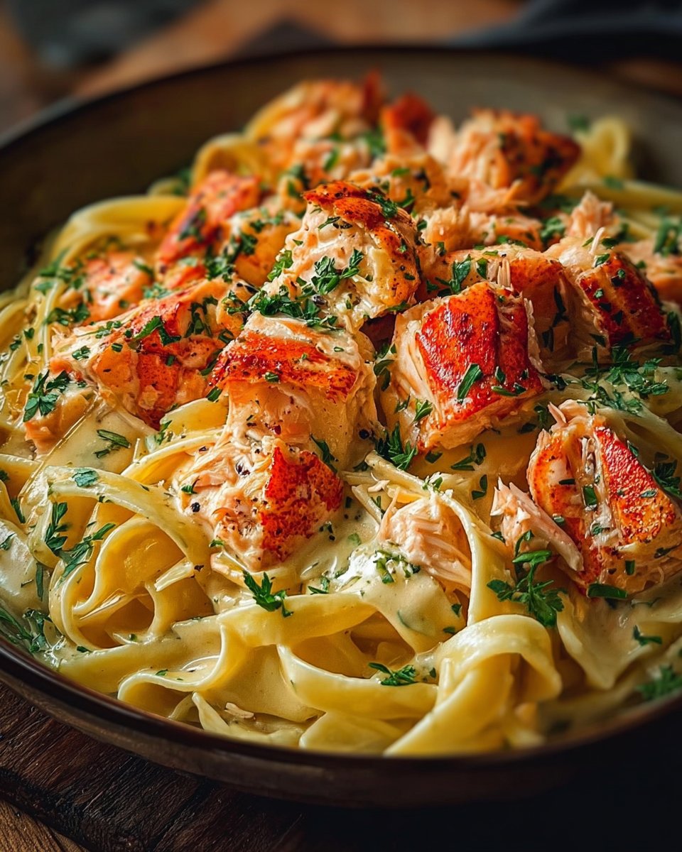 Cajun Lobster, Crab, and Salmon Alfredo