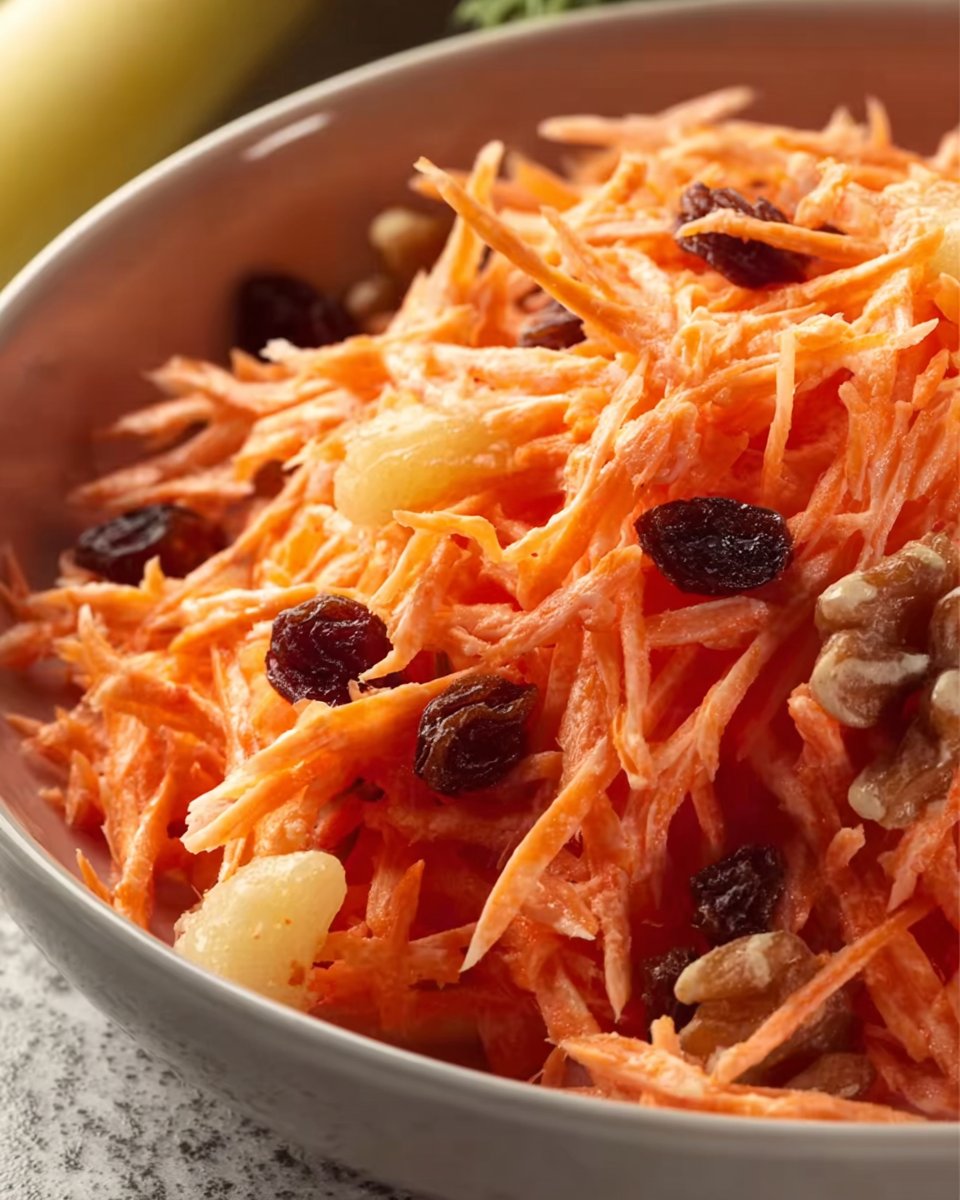 Carrot Salad with Raisins, Pecans, and Sweet Pineapple