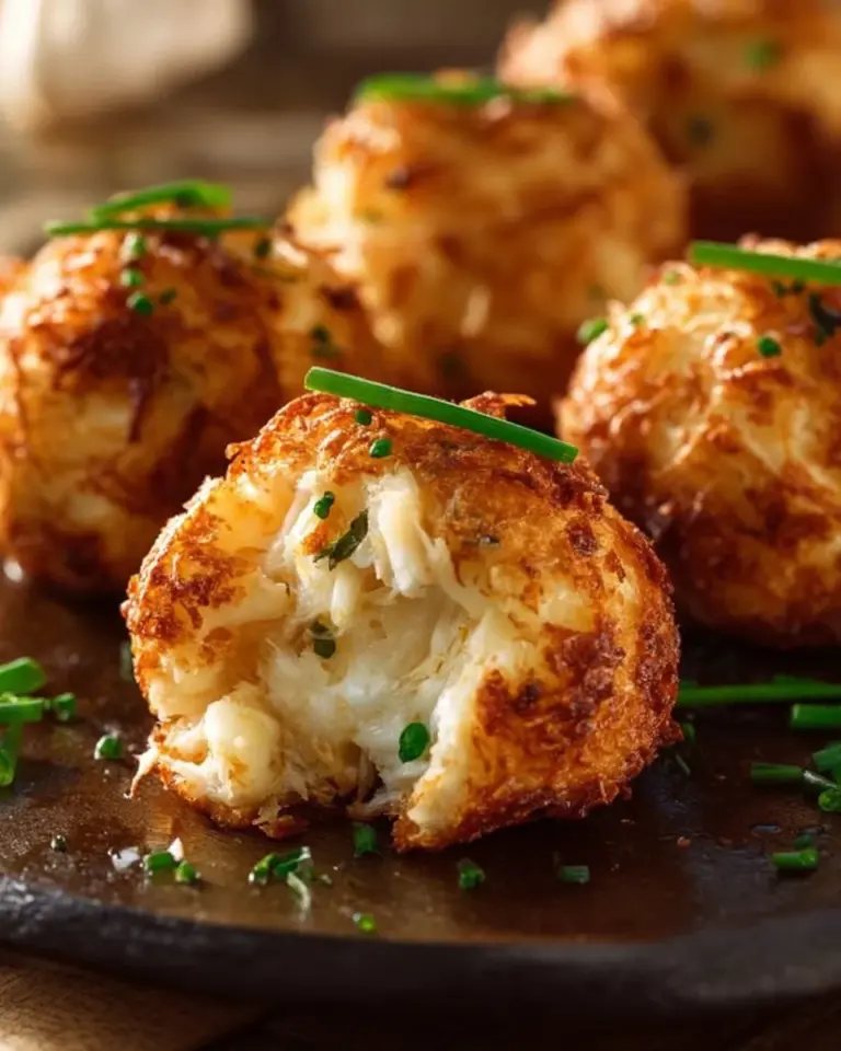 Baked crab bombs served with dipping sauce on a plate