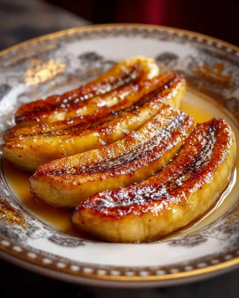 Delicious Bananas Foster served in a skillet with caramel sauce