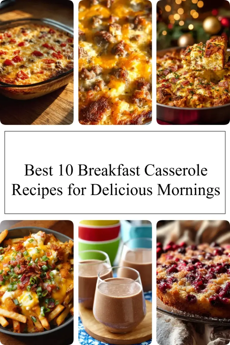 A colorful breakfast casserole topped with herbs and cheese, ready to serve.